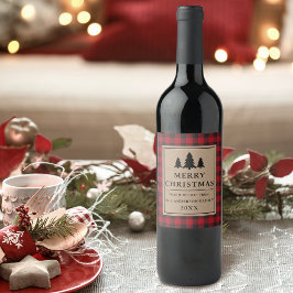 Rustic Kraft Red Play Gräs God jul Vinflaska Etikett