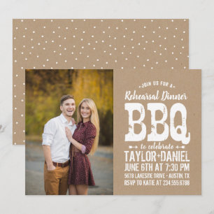 Rustic Kraft Rehearsal Dinner BBQ Fotoinbjudan Inbjudningar