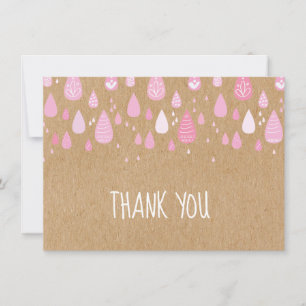 Rustic Kraft Rosa Regndroppar Tack Kort