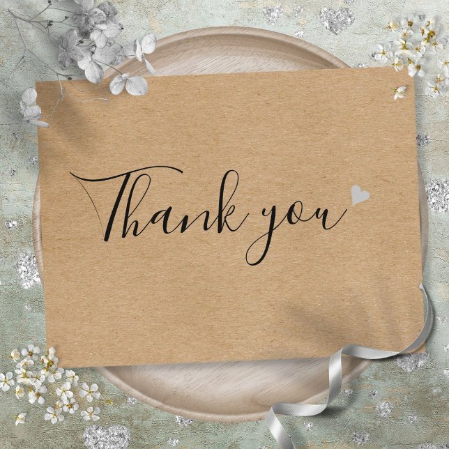Rustic Kraft Script Affärs Tacksamhetskort Vykort (Rustic Kraft Script Business Thank You Postcard)