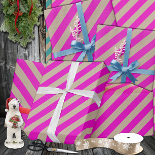 Rustic Kraft Shock rosa Wide Rand Helgdag Presentpapper
