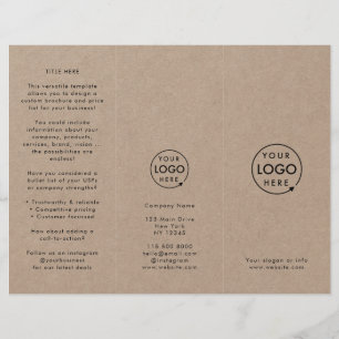 Rustic Kraft Simple Logotyp Tri-fold Brochure