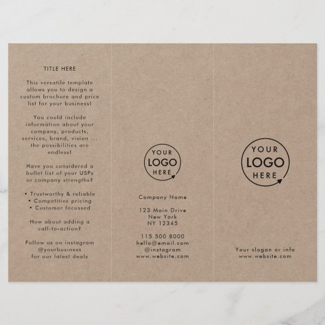 Rustic Kraft Simple Logotyp Tri-fold Brochure (Framsida)