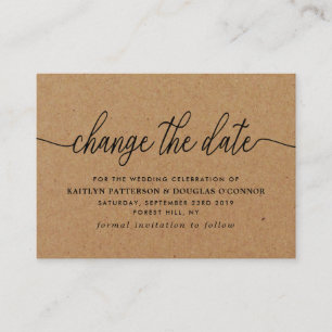 Rustic Kraft Simple Script ändrar datumet Tilläggskort