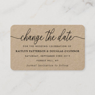 Rustic Kraft Simple Script ändrar datumet Visitkort