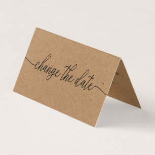 Rustic Kraft Simple Script ändrar datumkortet Visitkort