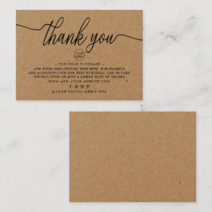 Rustic Kraft Simple Script Business Tack Tilläggskort