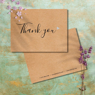 Rustic Kraft Simple Script Business Tack Vykort
