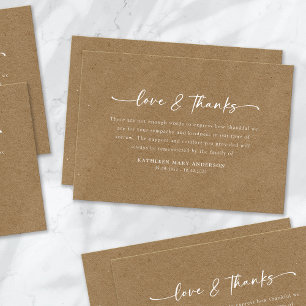 Rustic Kraft Simple Script Funeral Tack Kort