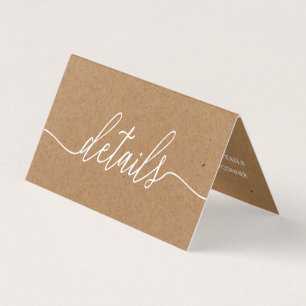 Rustic Kraft Simple Script med fotodetaljkort Visitkort