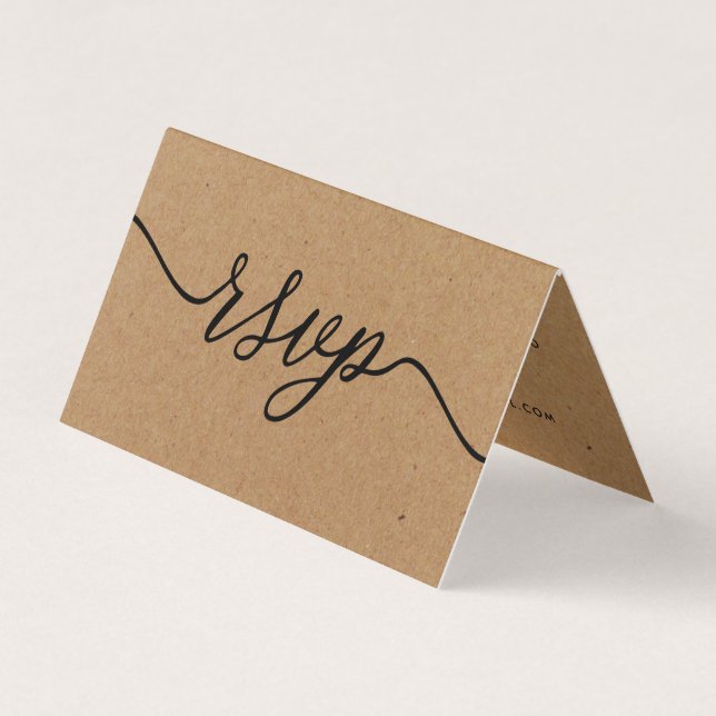 Rustic Kraft Simple Script med Photo OSA kort (Framsida)