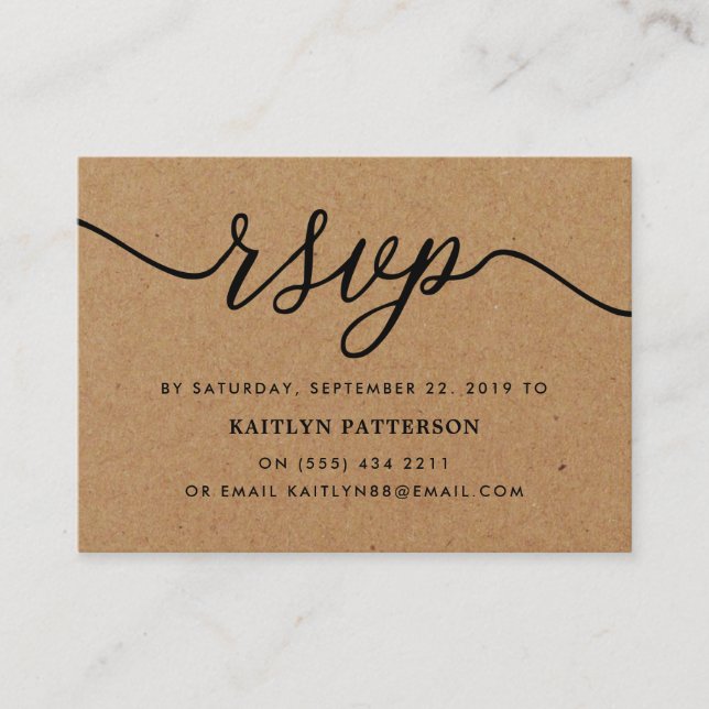 Rustic Kraft Simple Script OSA Tilläggskort (Framsida)