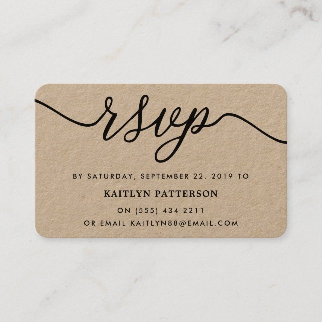 Rustic Kraft Simple Script OSA Visitkort (Framsida)
