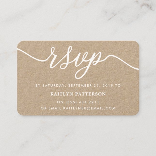 Rustic Kraft Simple Script OSA Visitkort (Framsida)