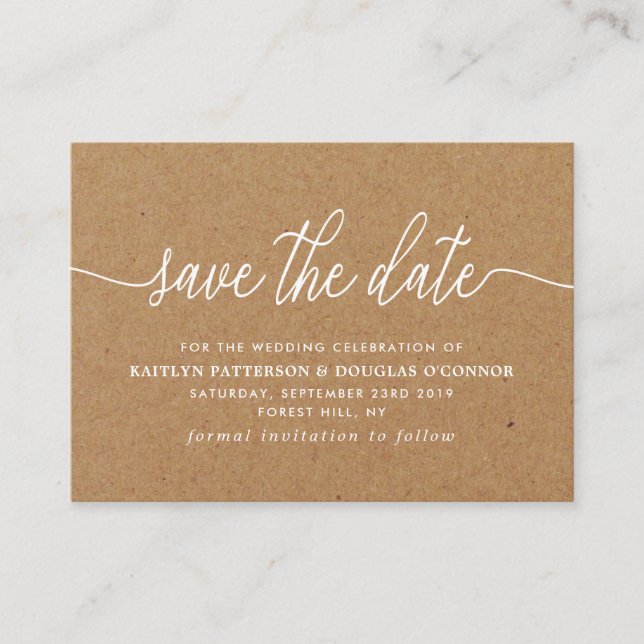 Rustic Kraft Simple Script Save Date Tilläggskort (Framsida)