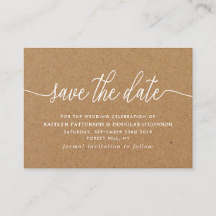 Rustic Kraft Simple Script Save Date Tilläggskort