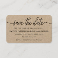 Rustic Kraft Simple Script Save Date