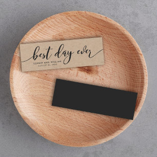 Rustic Kraft Slappna av i Bröllop, bästa dagen någ Litet Visitkort