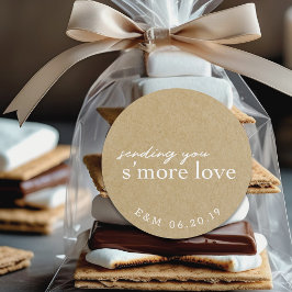 Rustic Kraft Smore Kärlek Personlig Wedding Favor Runt Klistermärke