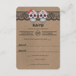 Rustic Kraft & Snöre Sugar Skull-Bröllop OSA kort
