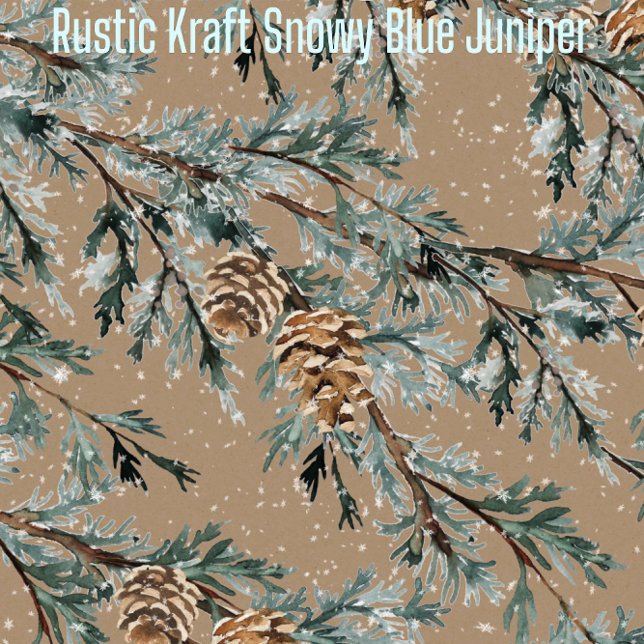 Rustic Kraft Snowy Blue Juniper Gren & Cones Presentpapper (Rustic Kraft Snowy Blue Juniper Branch & Cones Wrapping in 6 and 15 foot long 30 Inch Width Rolls
)