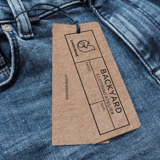 Rustic Kraft Social Media Icons Clothing Märkre Litet Visitkort (Rustic Kraft Social Media Icons Clothing Hang Tag)