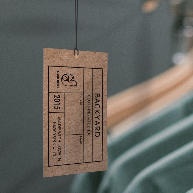 Rustic Kraft Social Media Icons Clothing Märkre Visitkort (Rustic Kraft Social Media Icons Clothing Hang Tag)