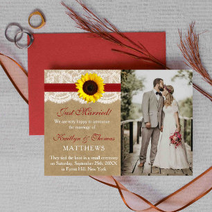 Rustic Kraft Solros Bröllop Photo Giftermål Meddelande