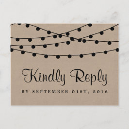 Rustic Kraft String Ljus Bröllop-samlingen Inbjudan Vykort