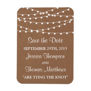 Rustic Kraft String Ljus Bröllop-samlingen Magnet