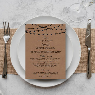 Rustic Kraft String Ljus Bröllop-samlingen Meny