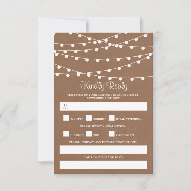 Rustic Kraft String Ljus Bröllop-samlingen OSA Kort (Framsida)