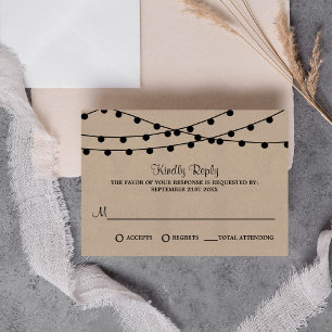 Rustic Kraft String Ljus Bröllop-samlingen OSA Kort