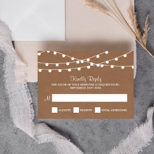 Rustic Kraft String Ljus Bröllop-samlingen OSA Kort