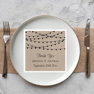 Rustic Kraft String Ljus Bröllop-samlingen Pappersservett