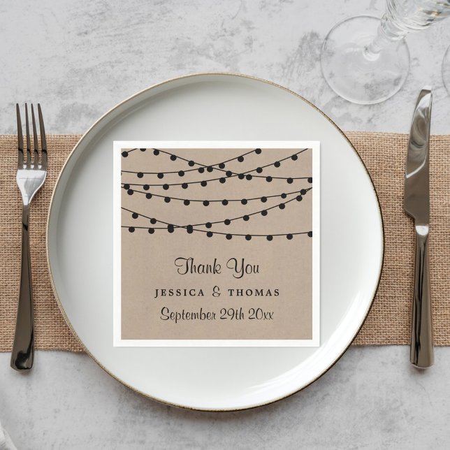 Rustic Kraft String Ljus Bröllop-samlingen Pappersservett (Skapare uppladdad)