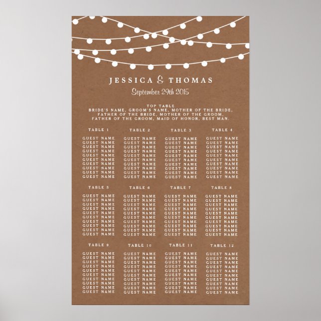 Rustic Kraft String Ljus Bröllop-samlingen Poster (Framsidan)