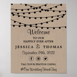 Rustic Kraft String Ljus Bröllop-samlingen Poster