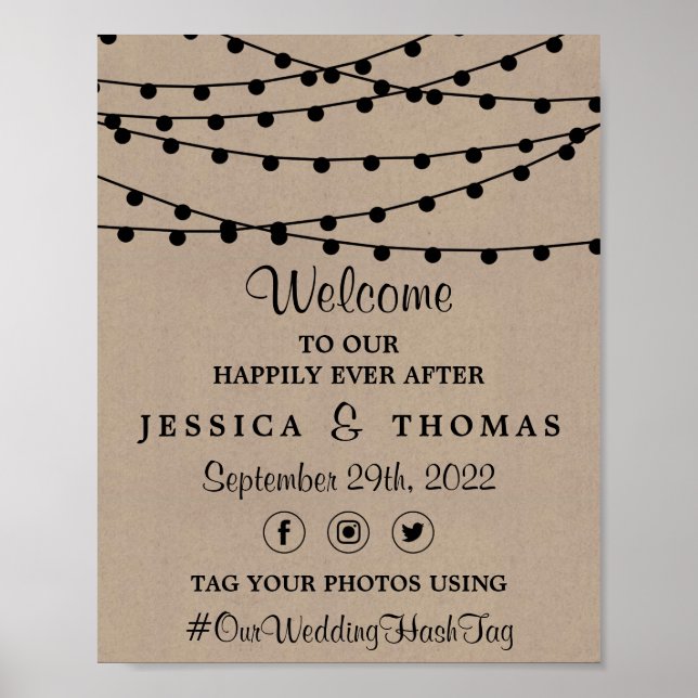 Rustic Kraft String Ljus Bröllop-samlingen Poster (Framsidan)