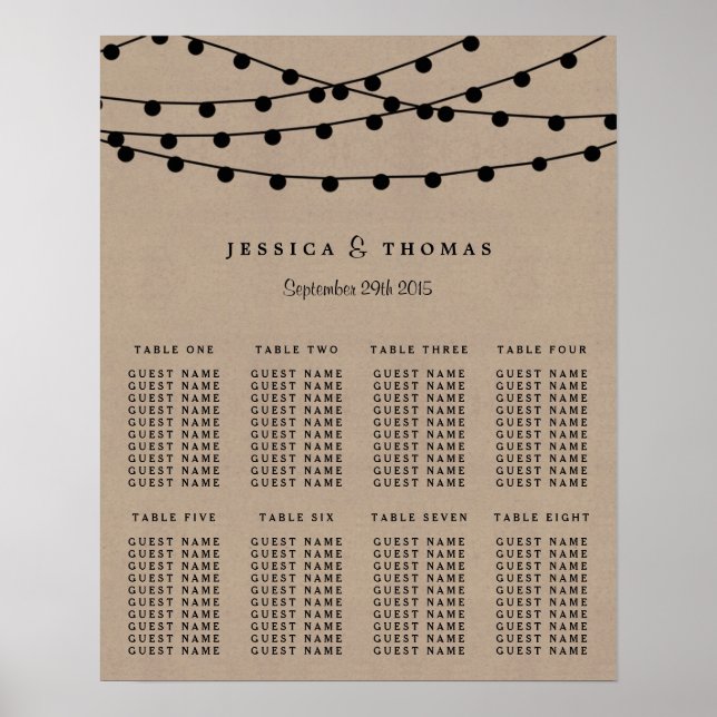 Rustic Kraft String Ljus Bröllop-samlingen Poster (Framsidan)