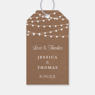 Rustic Kraft String Ljus Bröllop-samlingen Presentetikett