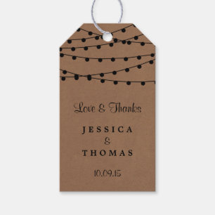 Rustic Kraft String Ljus Bröllop-samlingen Presentetikett