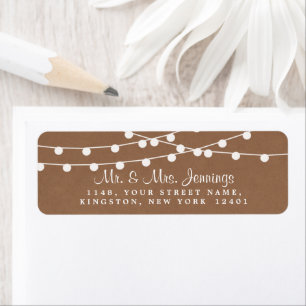 Rustic Kraft String Ljus Bröllop-samlingen Returadress Etikett