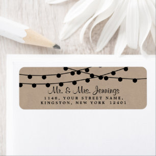 Rustic Kraft String Ljus Bröllop-samlingen Returadress Etikett