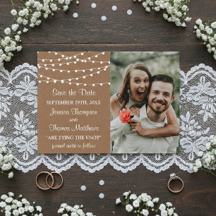 Rustic Kraft String Ljus Bröllop-samlingen Spara Datumet