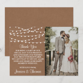 Rustic Kraft String Ljus Bröllop-samlingen Tack Kort