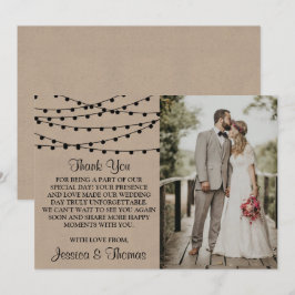 Rustic Kraft String Ljus Bröllop-samlingen Tack Kort