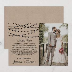 Rustic Kraft String Ljus Bröllop-samlingen Tack Kort
