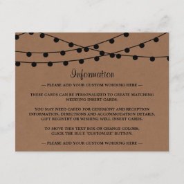 Rustic Kraft String Ljus Bröllop-samlingen Tilläggskort