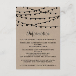 Rustic Kraft String Ljus Bröllop-samlingen Tilläggskort
